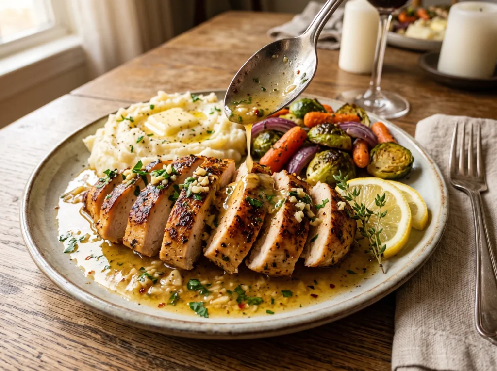 garlic-butter-chicken-breast-with-mashed-potatoes